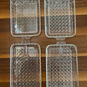 Set of Four vintage antique Clear Glass Serving Trays appetizers plates